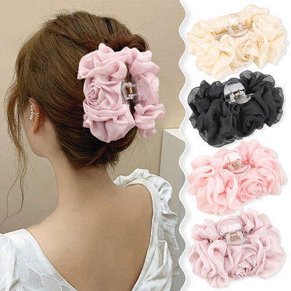 Large Chiffon Flower Bow Hair Claw Clip Hairgrip Hair Clamp Jaw Barrettes Women