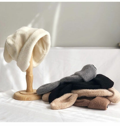 Hats Women Draping Rabbit Ears Rabbit Fur Autumn Winter Knitted Wool Warm Cotton