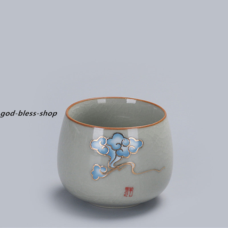 ruyao crackle glaze porcelain tea cup cloud print Chinese kungfu cup of tea new