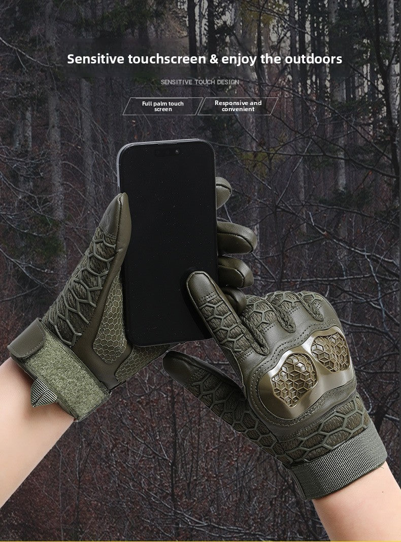 Tactical gloves with wear-resistant and anti slip hard shell for cycling
