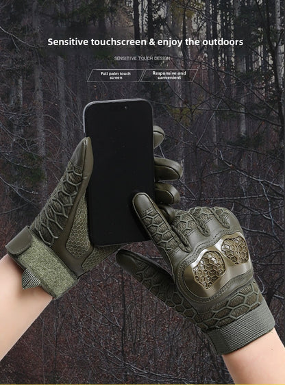 Tactical gloves with wear-resistant and anti slip hard shell for cycling