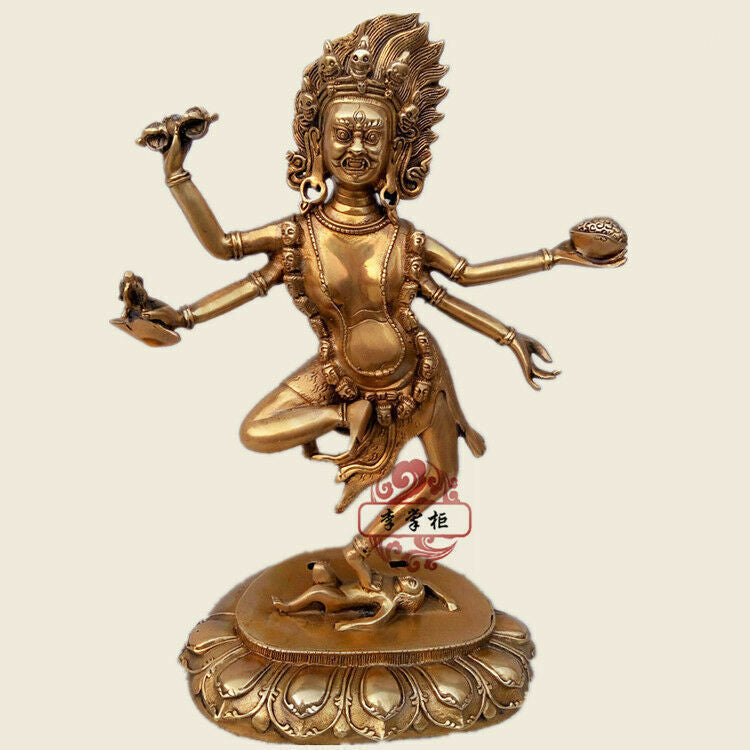 12" Tibetan Buddhism Bronze 4 Arms Vajravarahi Dorje Phakmo Dakini Rupa Statue