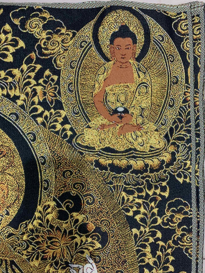 36" Tibet Tibetan Cloth Silk Buddhism 4 Arms Guanyin Buddha Tangka Thangka Mural