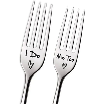I Do Me Too Forks Set 2Pcs Husband Wife Couples Wedding Engagement Proposal Gift