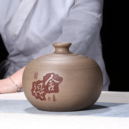 full handmade tea canister with sealed lid real yixing zisha purple clay jar new