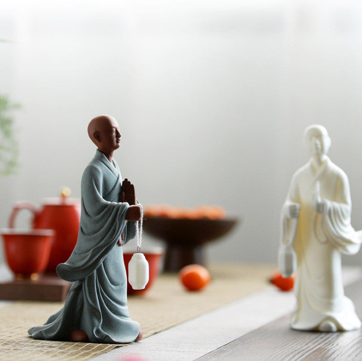 Taoism Style Tea Pet Home Table Decoration Zisha Porcelain Monk With Light New