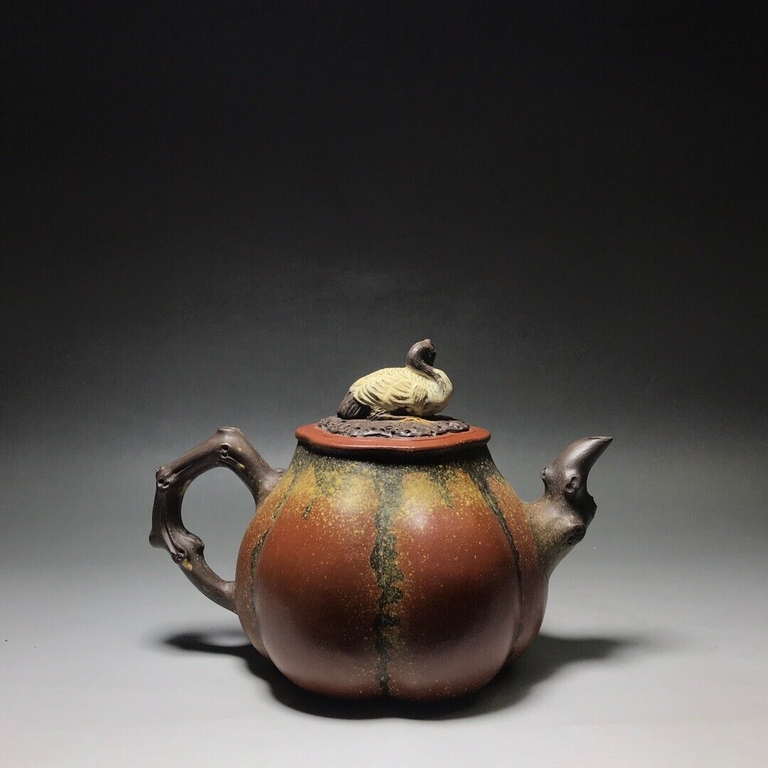 Chinese Yixing Zisha Clay Handmade Exquisite Teapot （松鹤延年 底款：汪寅仙）