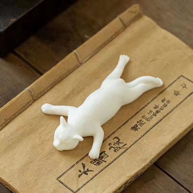 4.4“ Ceramic Teapets Cute Cat White Tea Play Chinese Tea Set Decoration