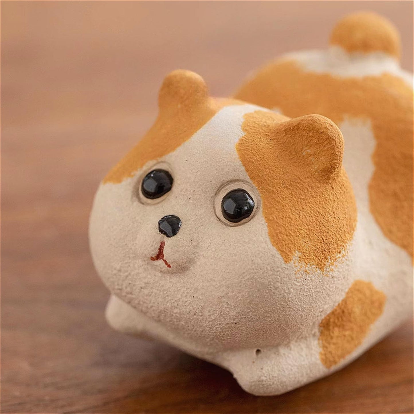 Purple Sands Orange Cat tea pet Ornament 6.5cm 2.2in Kung Fu tea set Decoration