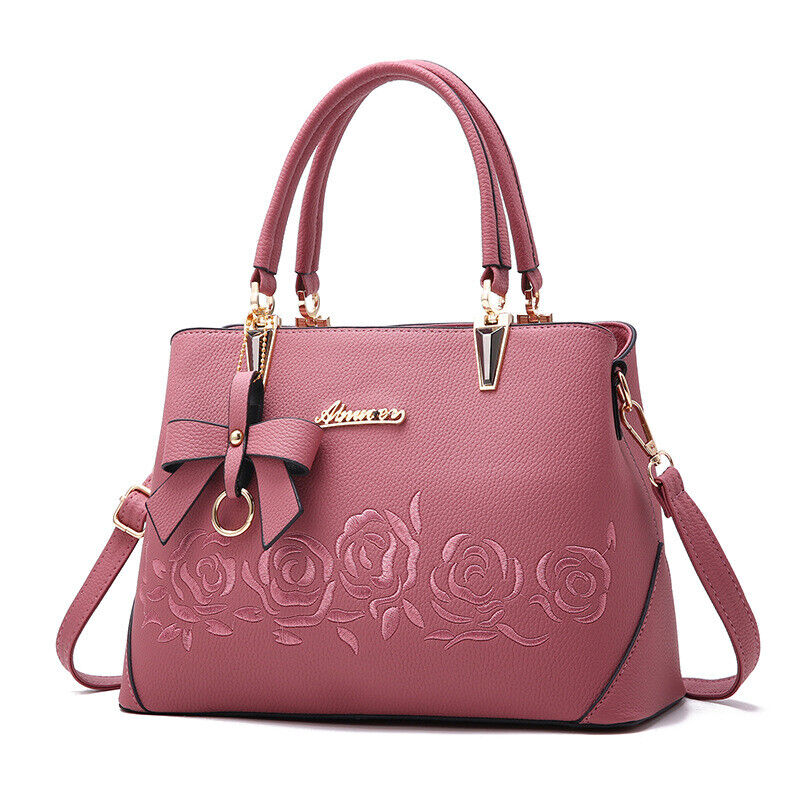 Fashion Women Ladie PU Leather Handbag Shoulder Bag Flower Satchel Messenger Bag