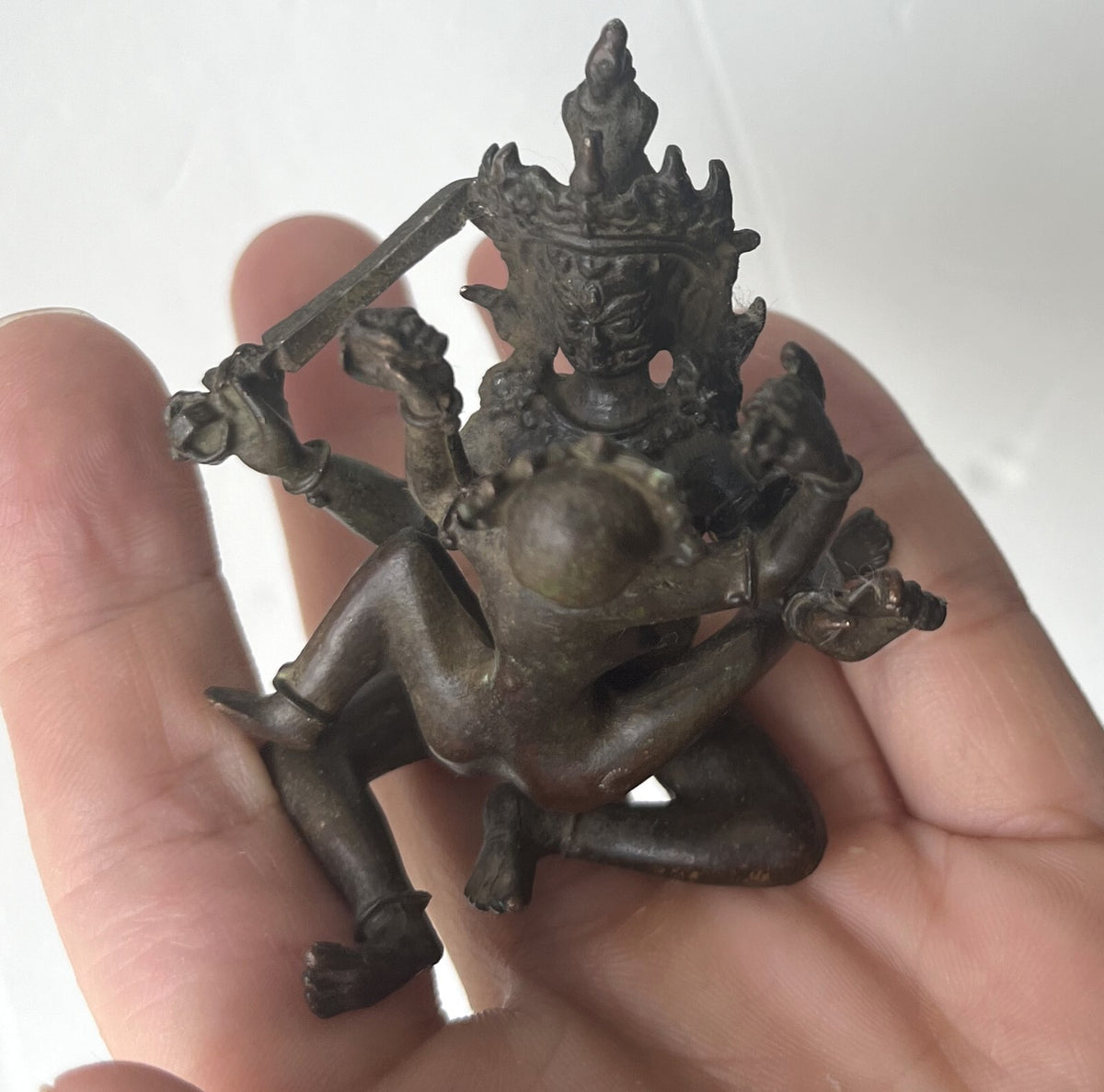 Brass Tantra Buddhism Hevajra Yab-Yum Happy Sex Buddha Statue Home Decor