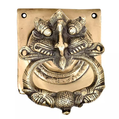 Antique Look Brass Dragon Face Head Ring Door Knocker