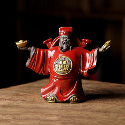 Ceramics God of Fortune Character Statue Ornament Living Room Buddha Statue
