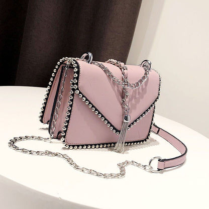 2 Layers Fringe Tassel Synthetic Leather Handbag Vintage Shoulder Bag 17*14*6 CM