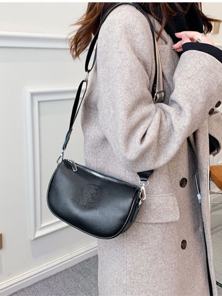 Top Layer Cow Leather Saddle Purse Bag Versatile Leather Shoulder Messenger Bags