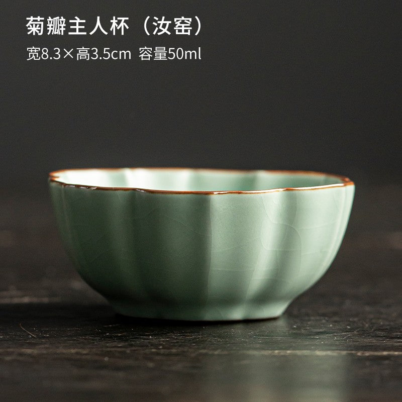 1pc Handmade Ru Kiln Teacup Master Cup Single Cup Tasting Cup Kung Fu Tea Set