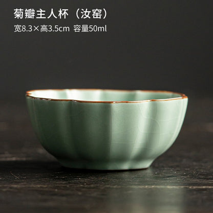 1pc Handmade Ru Kiln Teacup Master Cup Single Cup Tasting Cup Kung Fu Tea Set