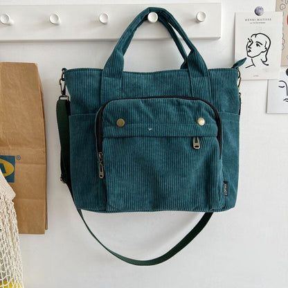 Shoulder Bag Women Vintage Shopping Bags Zipper Bookbag Handbags Casual Pockets