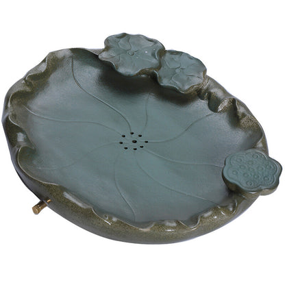 Fast Shipment Crude Pottery Tea Tray Lotus Carved Design Chinese Tea Plate New
