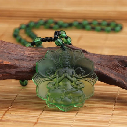 Crystal Buddha Green Tara Amulet Buddha Charms Tibetan Buddhism Religion