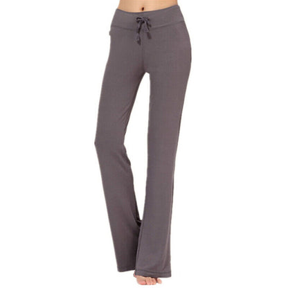 Women Casual Flared Trousers Long Pants Baggy Elastic Yoga Dance Sports Pants