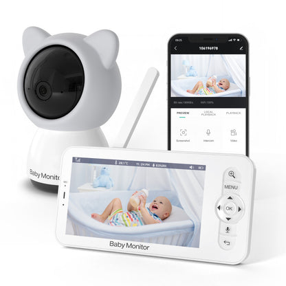 Upgraded Smart WiFi Baby Monitor B5, 5-inch Display, 1080p Camera 3000mAh