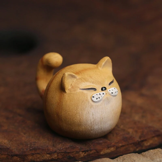 Yixing Purple Clay Tea Pet Cute Cat Tea Ceremony Accessories