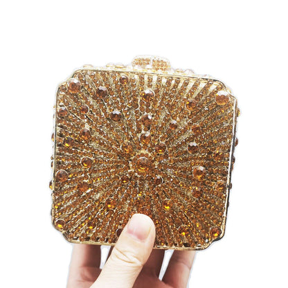 Party Purse Luxury Crystal Clutch Metal Frame Evening Bag Handbags 11*11*6.5 CM