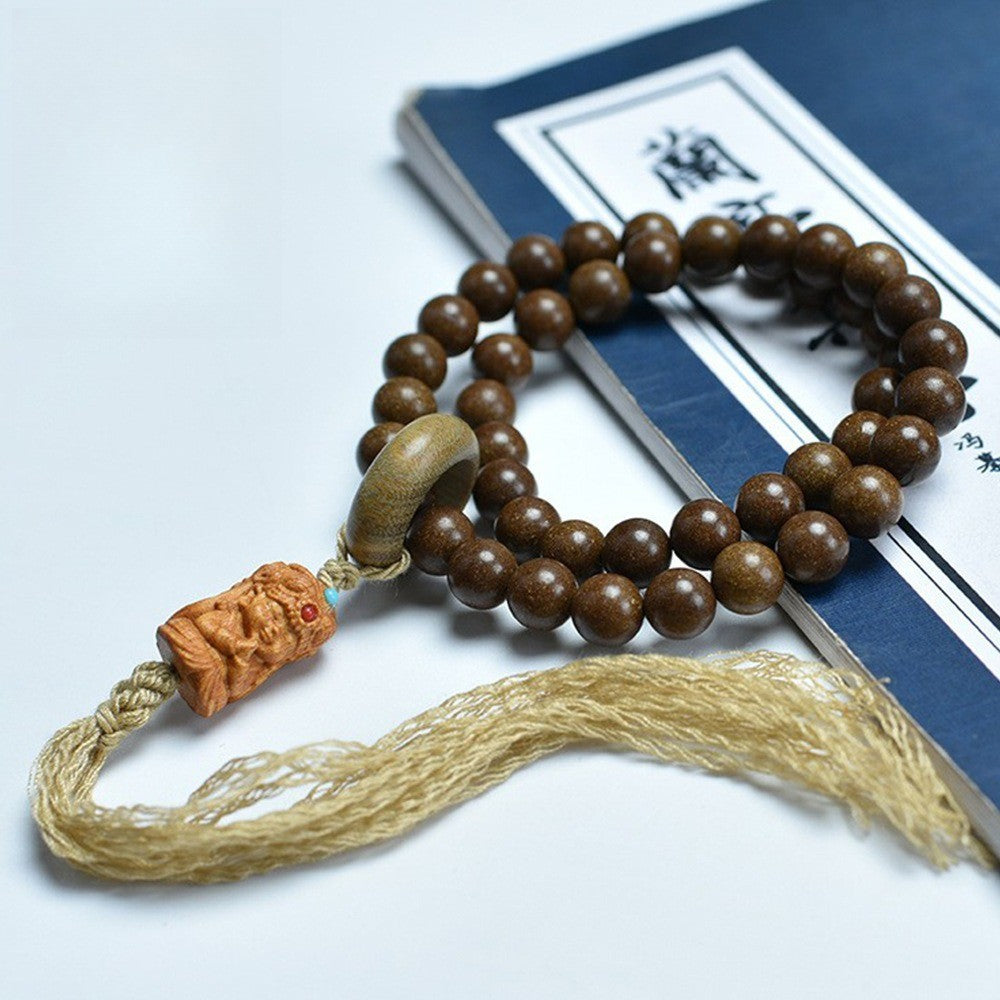 8mm Tara Tassel Pendant Double Wrap Prayer Beads Bracelet Braided