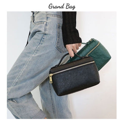 Handbag Embossed Ostrich Leather Portable Bag Small Clutch Bag Purse 19*12*6 CM