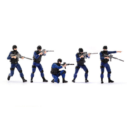 1/64 Anti-explosion Police SWAT Team Dolls Scene Figure Model For Cars Vehicles