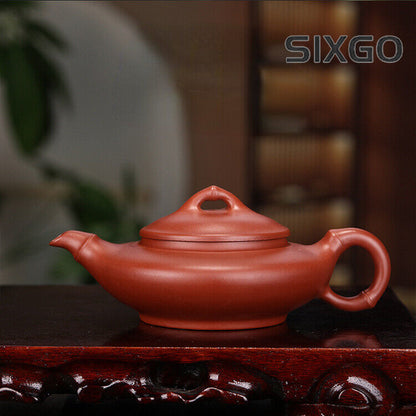 5.5"China Yixing Zisha Pottery Clovershrub Clay Handmade 180cc Bamboo DuanTeapot