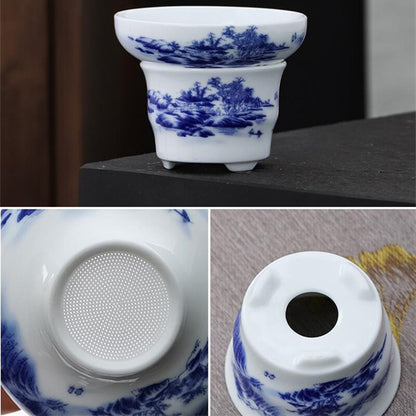 Blue-and-white Porcelain Tea Set Chinese Ceramic Tea Pot Gaiwan Matching Tea Cup