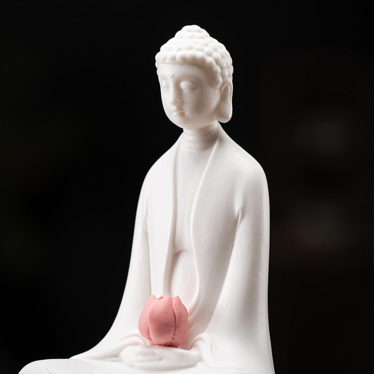 Tathagata White Porcelain Tea Pet 12.3cm Tea Ceremony Buddha Statue Decoration