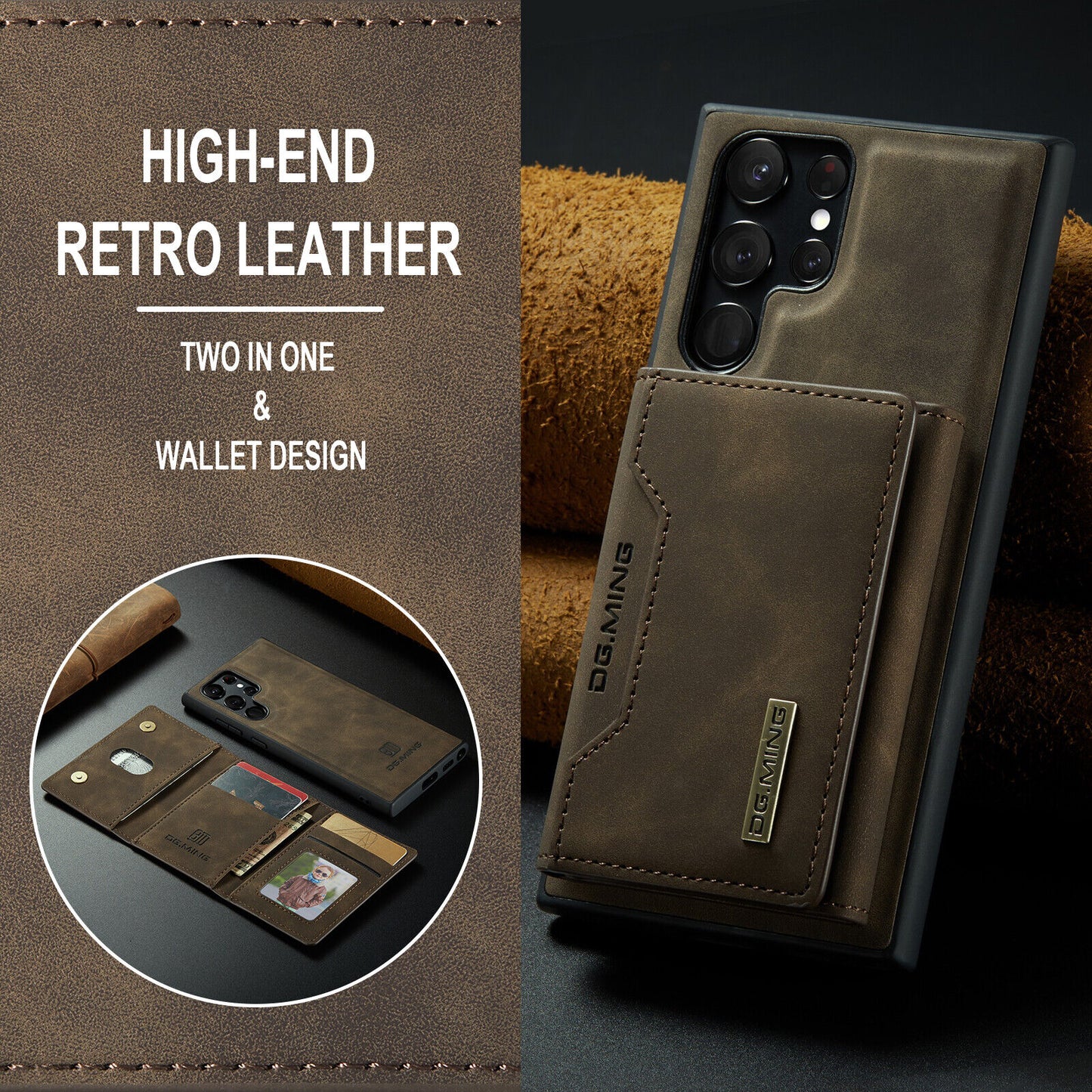 For Samsung Galaxy S23 Plus Leather Case Cover Wallet Card Holder Tempered Glass