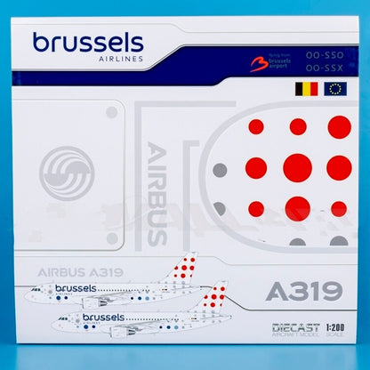 1:200 JC Wings Brussels Airlines Airbus A319 Passenger Airplane Diecast Model