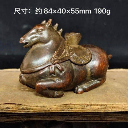 Antique Style "Horse Carrying Treasure" Ink Box Scholar's Desk Decor