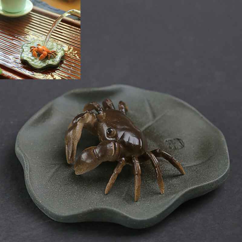 Creative Zisha Tea Pet Color Change Crab On Lotus Yixing Purple Clay Tea Play