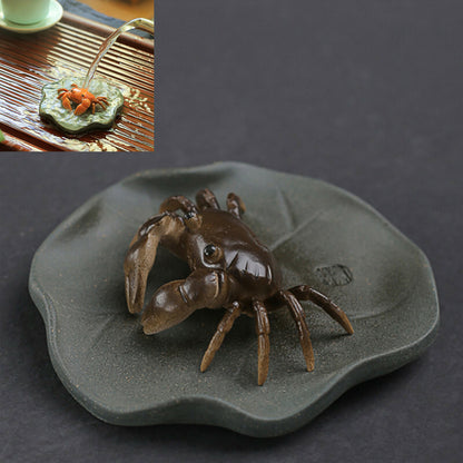 Creative Zisha Tea Pet Color Change Crab On Lotus Yixing Purple Clay Tea Play