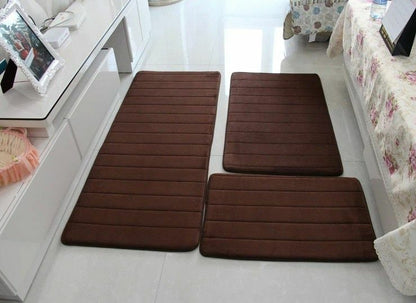 3Pcs/Set Memory Foam Bath Mat Modern Floor Anti-Slip Bathroom Rug Kitchen Carpet