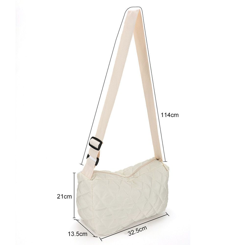 Lattice Pattern Shoulder Bag Cotton Handbag Large Capacity Purse Feather Padded
