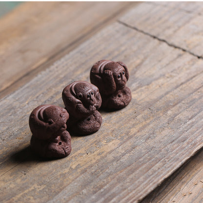 3pcs/lot Little Monkey Statue Home Table Decoration Lovely Zisha Tea Pet Mascot