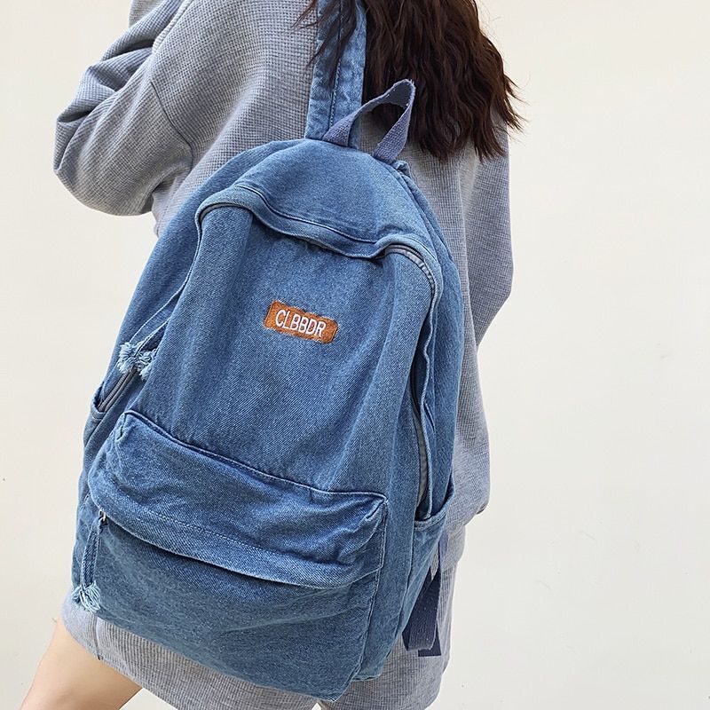 Canvas Denim Book Bag Backpack Traveling School Bags Vintage Laptop 33*13*43 CM