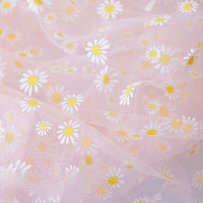 Floral Daisy Gauze Mesh Fabric Transparent Chiffon DIY Sweet Dress Blouse Bags