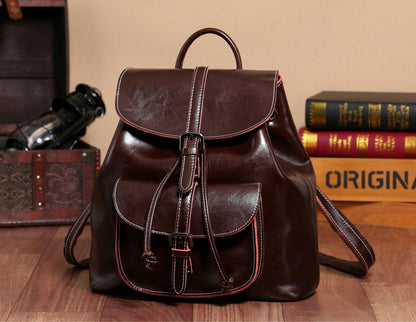 Anti-theft Genuine Leather Backpack Vintage Shoulder Bag Travelling School Purse