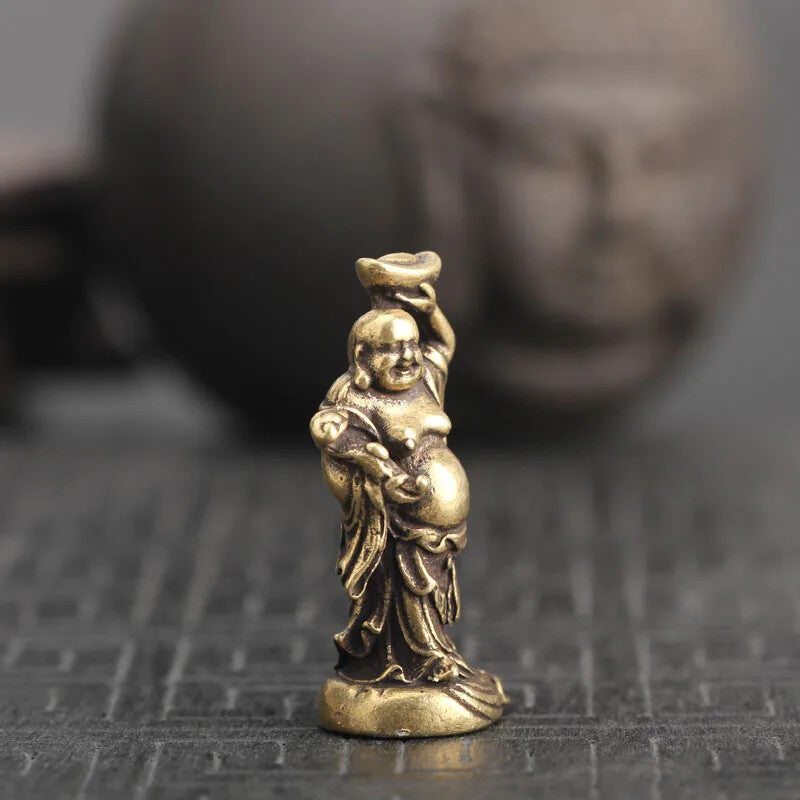 Brass Maitreya Buddha Miniatures Figurines Small Statue Ornaments Home Design
