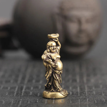 Brass Maitreya Buddha Miniatures Figurines Small Statue Ornaments Home Design