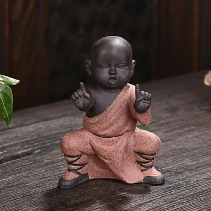Exquisitely Color Sand Pottery Kung Fu Monk handmade Tea Pet home Decoration