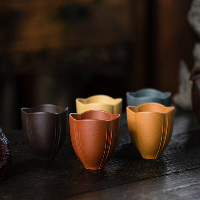 One Real Yixing Zisha Tea Cup Petal Design Original Ore Kungfu Teacup Master Cup