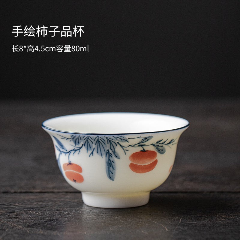 Hand Drawn Sheep Fat Jade Porcelain Tea Cup Tea Making Blue and White Tea Set